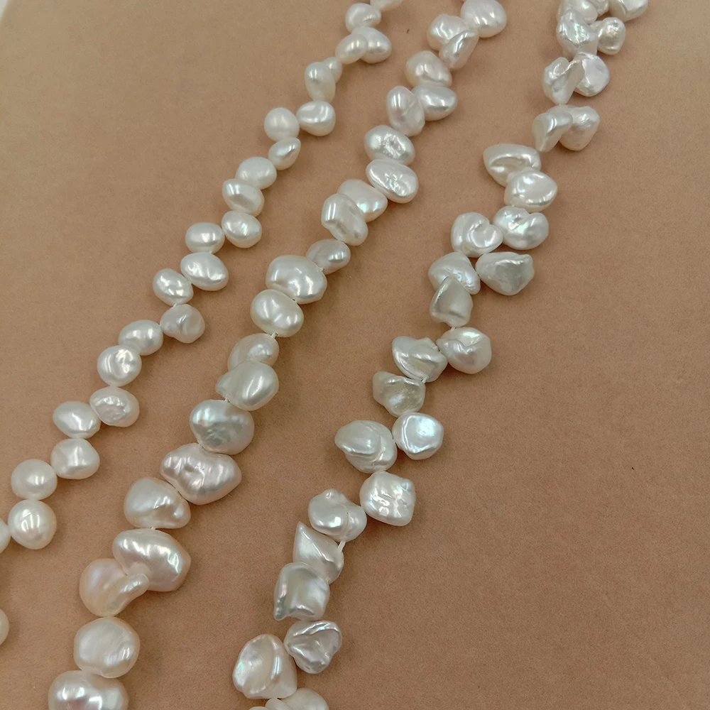 

wholesale price 38 cm ,8-15 mm AAA high quality nature keshi FRESHWATER pearls loose BAROQUE pearl in strand ., Nature white color