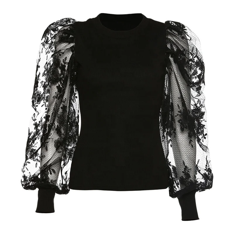 

B62362A Hot style autumn/winter 2020 hot new women's long sleeve round neck creative zipper sexy slim T-shirt woman