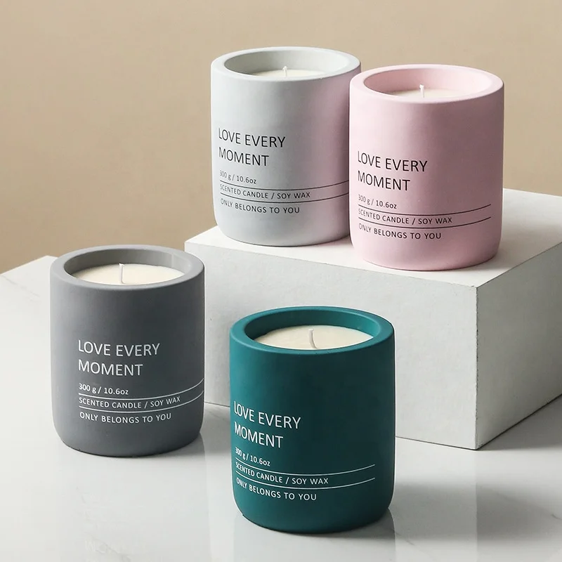 

Wholesale Matte Custom Printed Candle Container Cylinder Concrete Candle Jar
