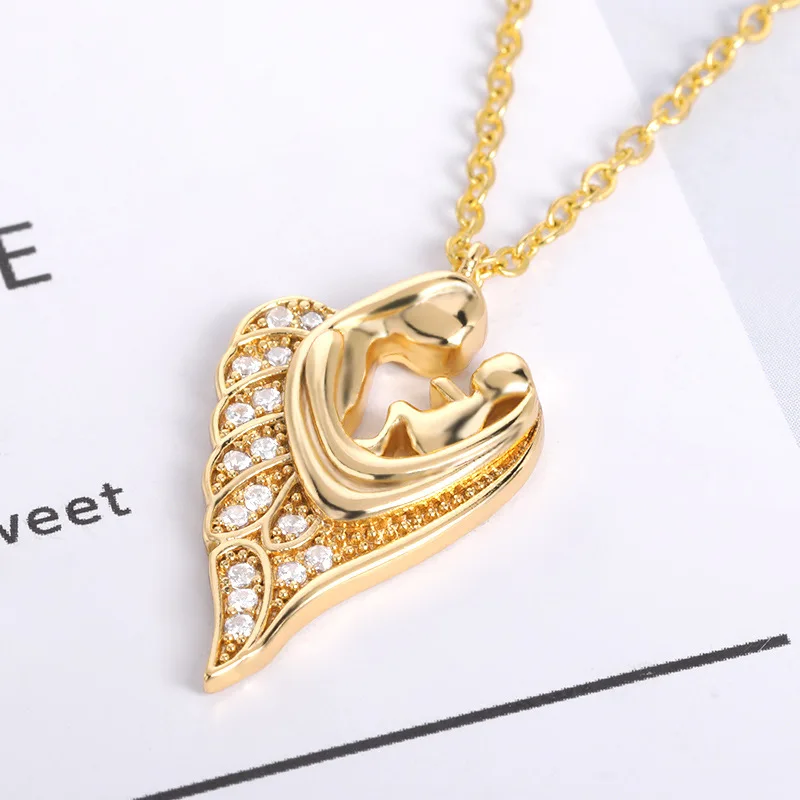 

New Beautiful best gift for mom Dear Mommy Baby Zircon Necklace eternal love Mother's Day Necklace endless Love, Gold/silver