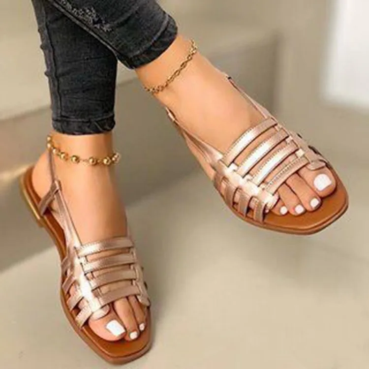 

Women Sandals Summer Hollow Out Roman Shoes 2021Open Toe Beach Flats Ladies Footwear Plus Size  womens sandals