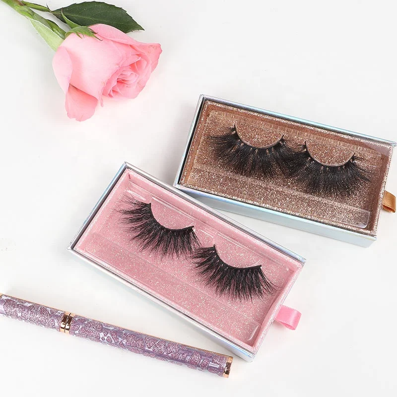 

handmade eyelashes fluffy lashes3d wholesale vendor 25mm strip 5d false eyelash package custom boxes logo 100% real mink lashes