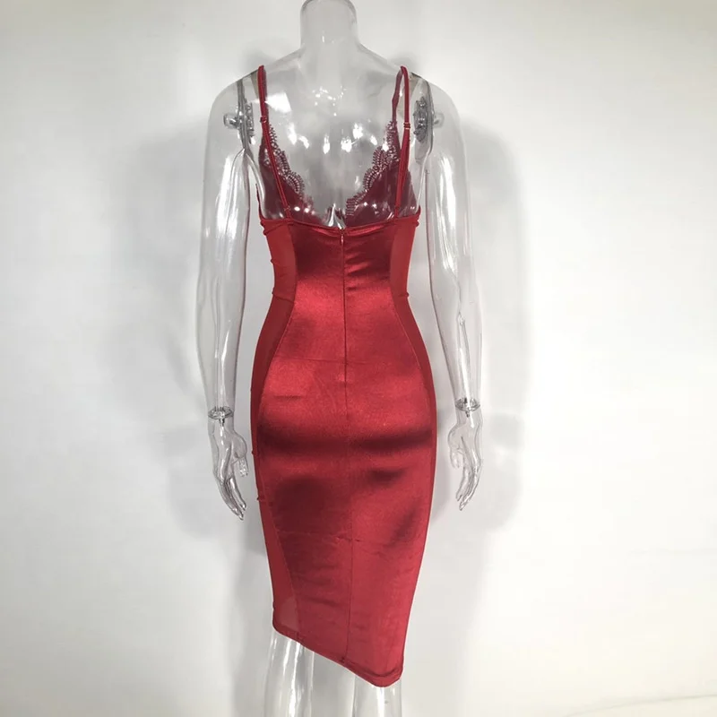 

B61118A New Arrival European and American women's sexy see-through mesh lace dress