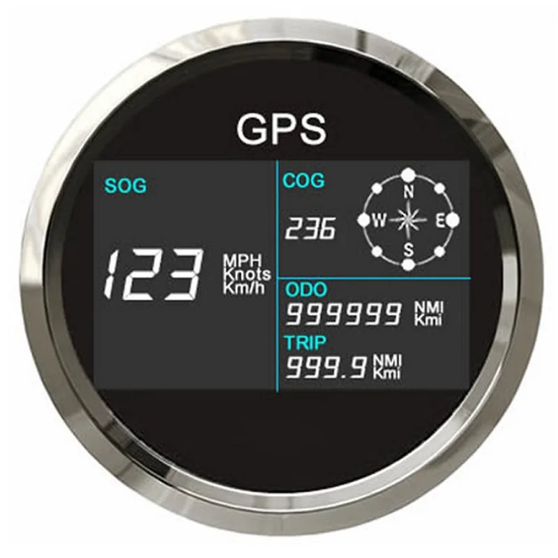 

ELING Digital GPS Speedometer LCD Speed Gauge Odometer Course 85mm Overspeed Alarm Mileage Adjustable 7 Backlights