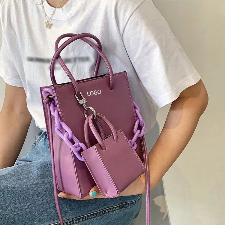 

AZB374 New Fashion Bags Women Handbags Ladies Shoulder Simple Pu Leather Women Tote Bag Ins With Mini Tote Bag Decoration, Customized, various colors available
