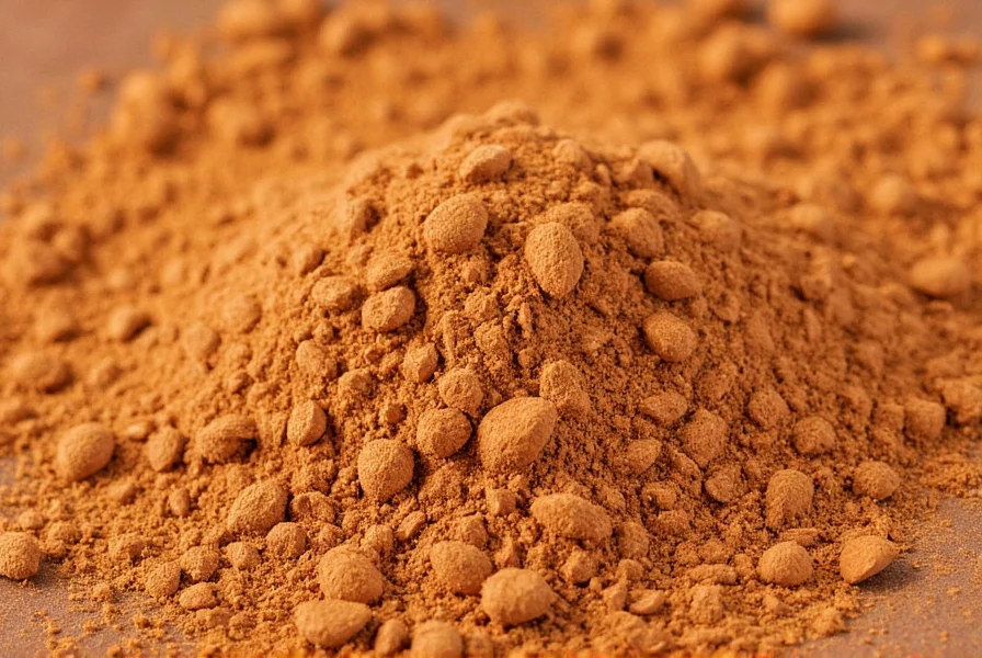 Close-up of dry cinnamon powder showing fine particulate structure that causes respiratory issues when inhaled