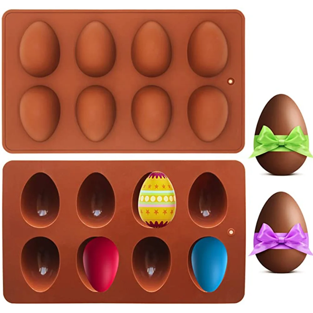 

Easter Egg Silicone Mold for Chocolate Pudding Jelly Ice Mould DIY Cake Baking Bakeware Molds Handmade Soap Molds 8 Holes, Random color