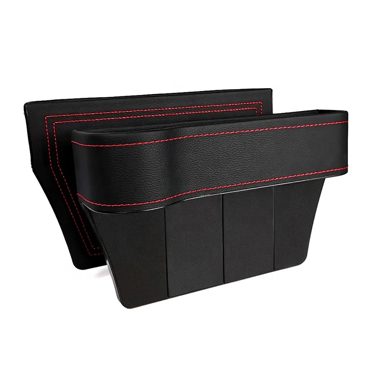
New Luxury PU Leather Car Seat Side Gap Filler Organizer Storage Box with Big Bottle Cup Holder  (62360229987)