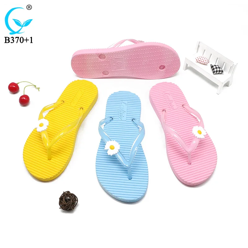 

Summer pvc fashion comfort flat girl women flip flops anti-slip flower slippers wholesale