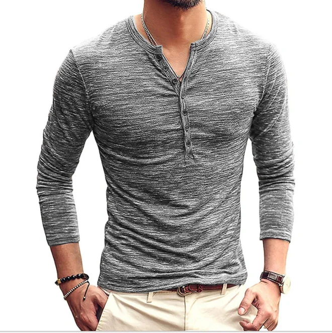 

2021 new high quality loose fit high quality T-shirt grey long sleeve t-shirt men's T-shirt