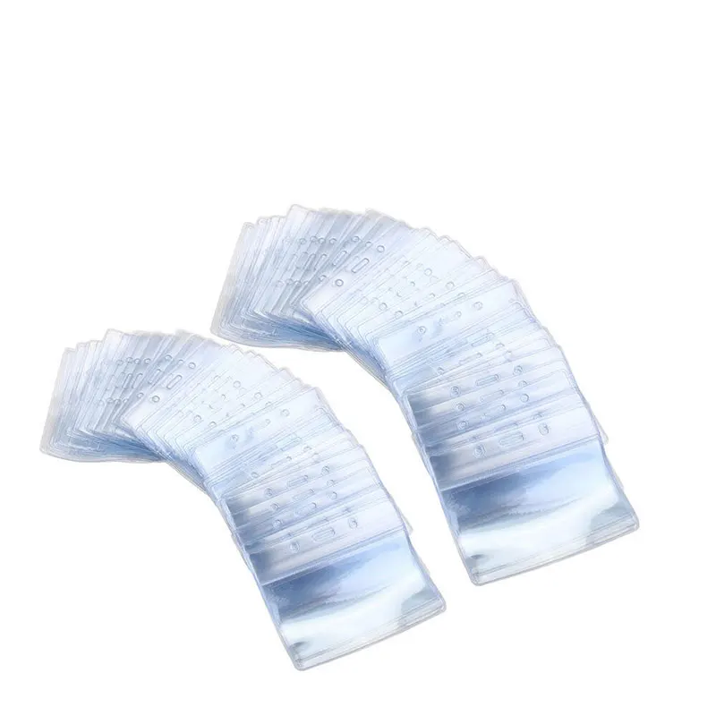 

Plastic Horizontal ID Card Holder Clear Badge Name Tag Cover Waterproof PVC soft badge ID card holder, Transparent