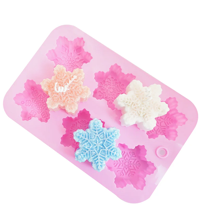 

Snowflake shape silicone candle mold DIY handmade soap mold cake silicone mold, Pink