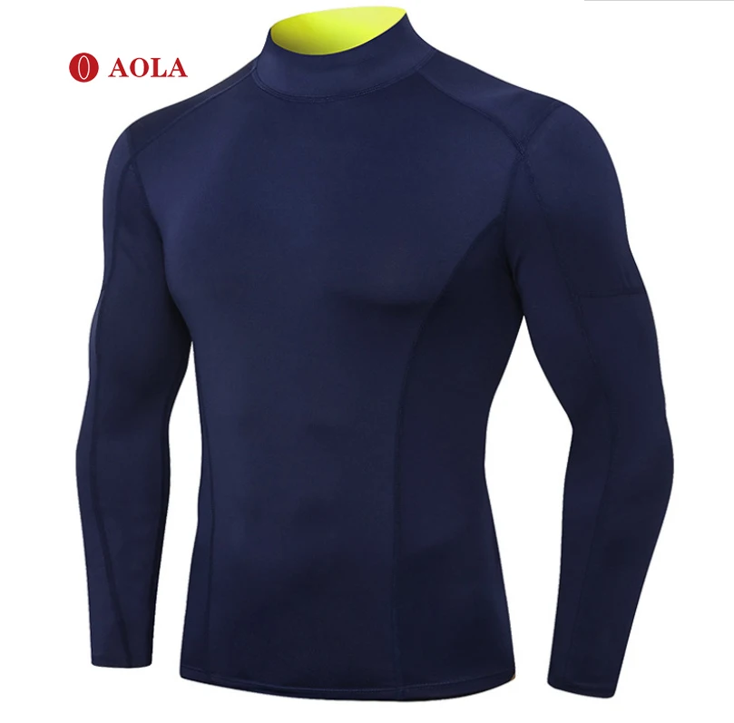 

AOLA Custom Long Sleeve Gym Crop Top Sleve Wear Outfits Mens Compression Shirt Fitness Clothing Men, Picture shows