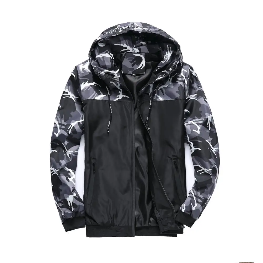 

Men female Camo Windbreaker Sports Jacket Nylon For Men Fashion Jackets With Hoodie for Spring Autumn