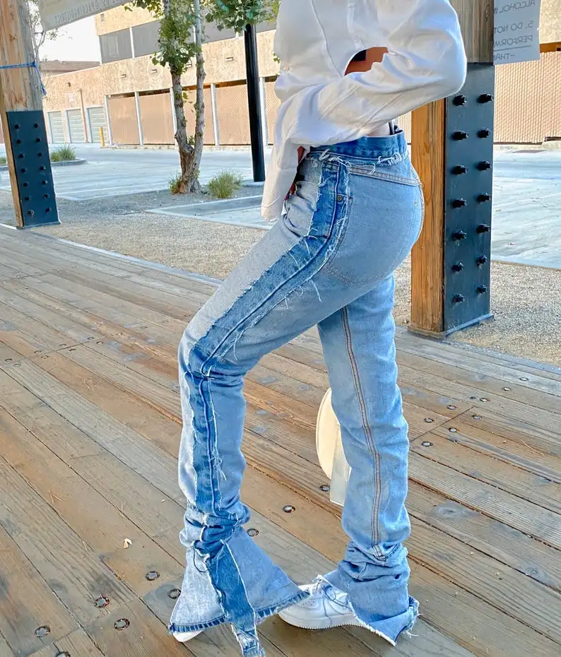 women stacked jeans