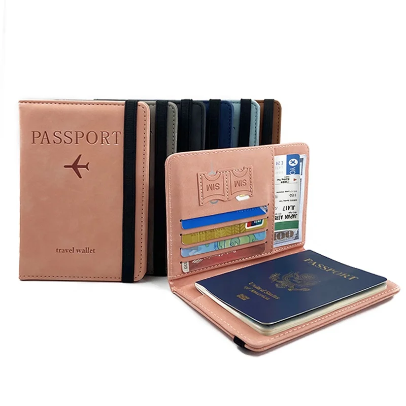 

Fast Delivery Leather Passport Holder Cover Travel Rfid Passport Holder With Elastic Band