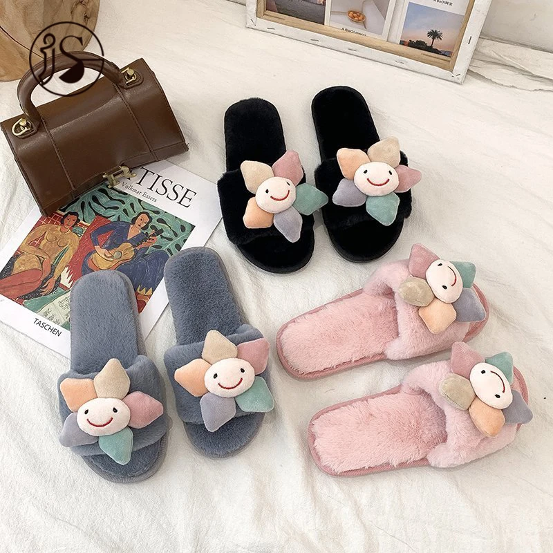 

2021 Wholesale plush slippers fancy various styles colorful slippers custom furry Cartoons light indoor women sandals, Picture