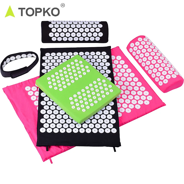 

TOPKO Eco Friendly Natural Linen Acupuncture Mat Gift Back Neck Pain Massage Acupressure Mat And Pillow Set, Customized