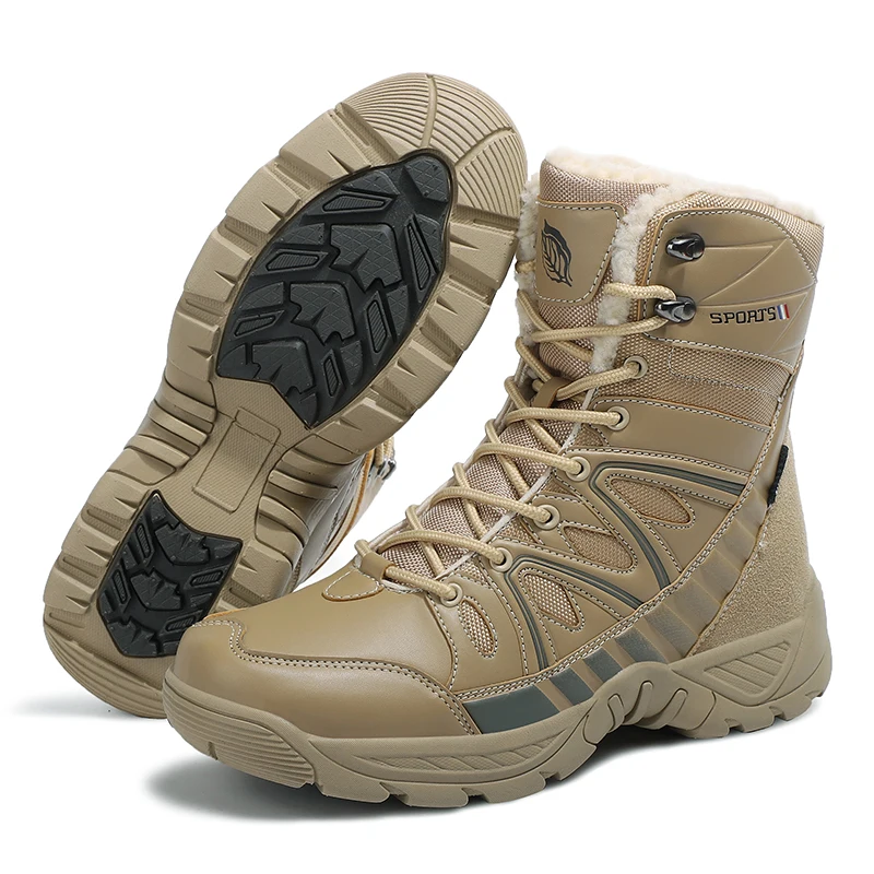 

Best Price Waterproof Men 2021 Ankle outdoor boots Men's Long Warm Snow Boots Winter lace up high quality combat boots