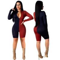 

91206-MX99 sehe fashion women contrast color design short one piece jumpsuit