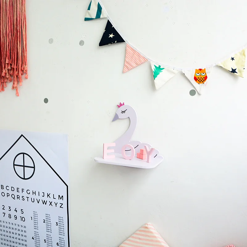 

Wall Decoration Wood Plastic Board Swan Rack Wall Hanging Display Shelf Bathroom Shelf Anti-rust Bathroom Shelf For Towel, As photo