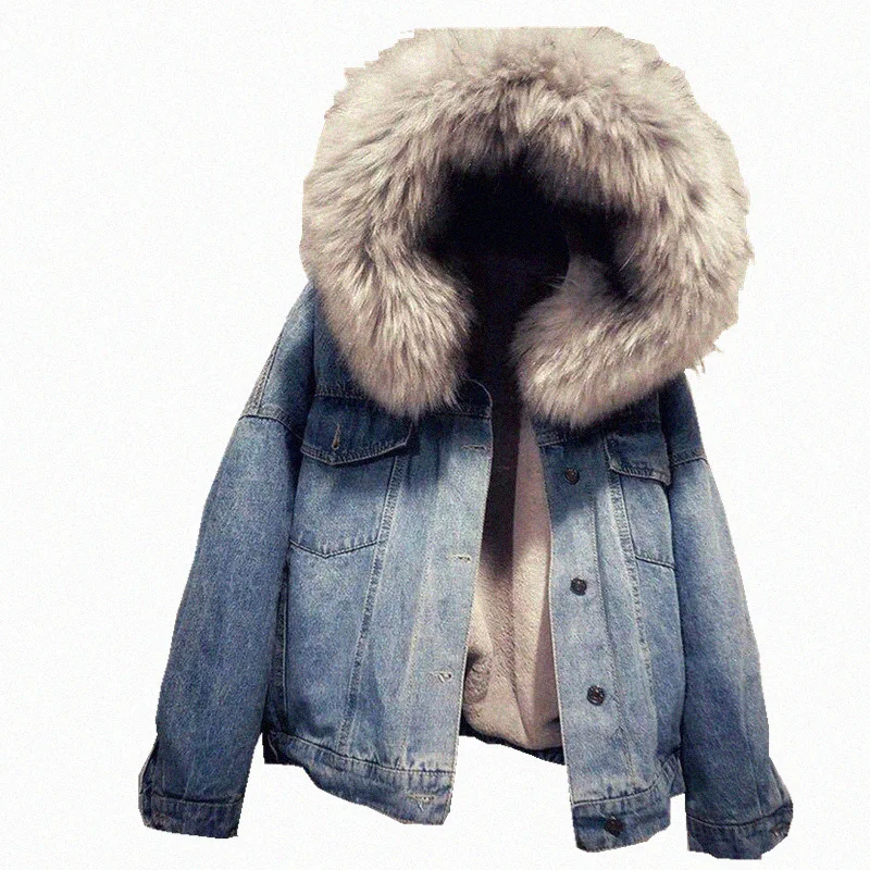 

Fashionable denim fur jacket high quality denim women jackets for wholesale