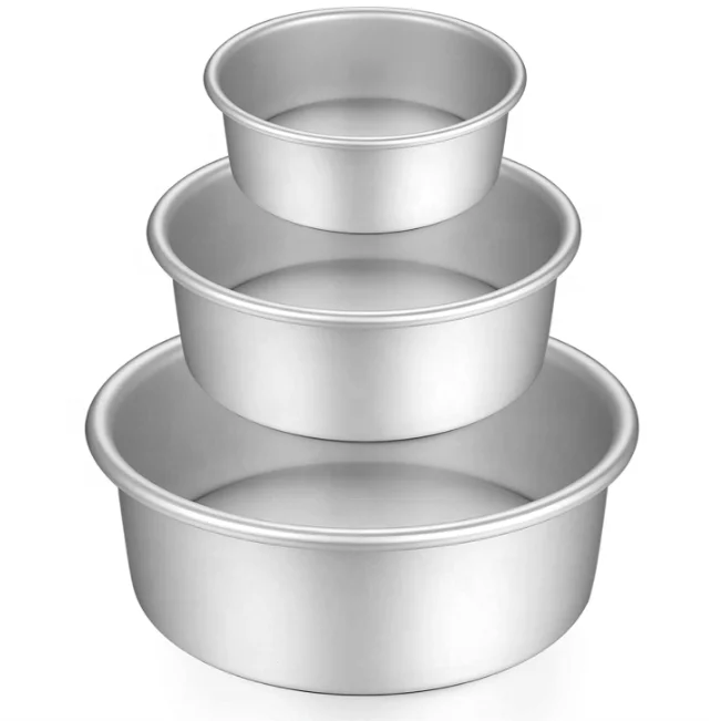 

Non-Toxic Healthy Mirror Solid Bottom 4 6 8 In 5 to 12 Inch Anodizing Aluminum Alloy Round Cake Pans Baking Ware, Silver, black