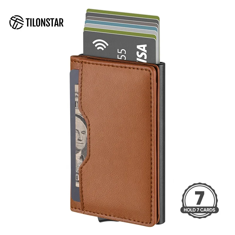 

High Class Mens Genuine Leather Wallet With Rfid Business Card Holder Rfid Card Holder Aluminum