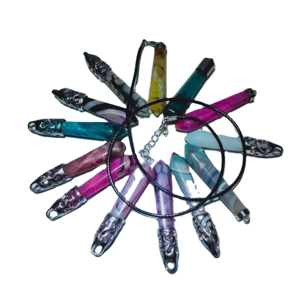 

Hot Sale Crystal Charm Pendants Natural Crystal Healing Stone Reiki Chakra Crystal Pendulum Pendants, Various color