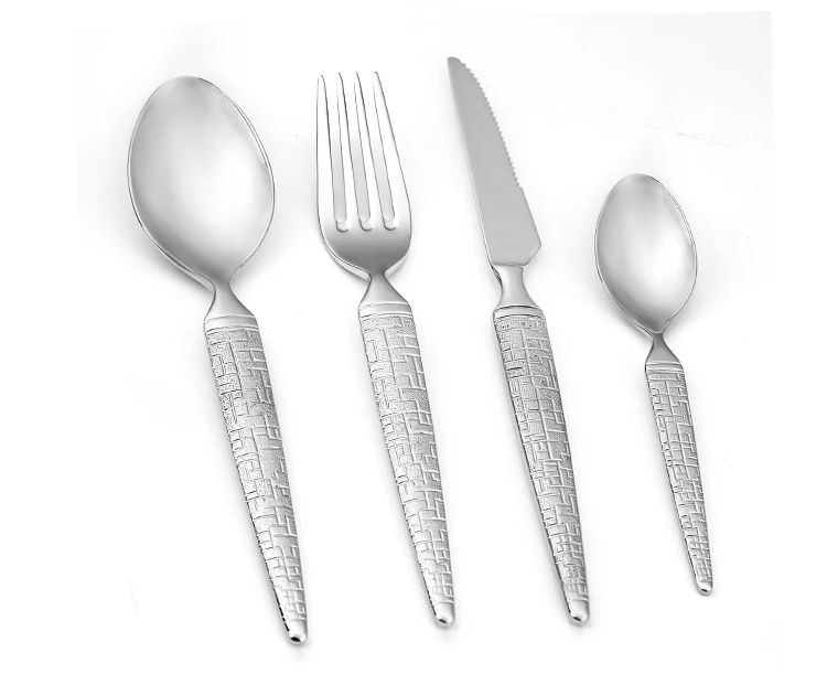 Hot Sale High End Hotel Party Wedding Restaurant Tableware Silverware Set 4 Piece Spoon Fork Stainless Steel Flatware Cutlery