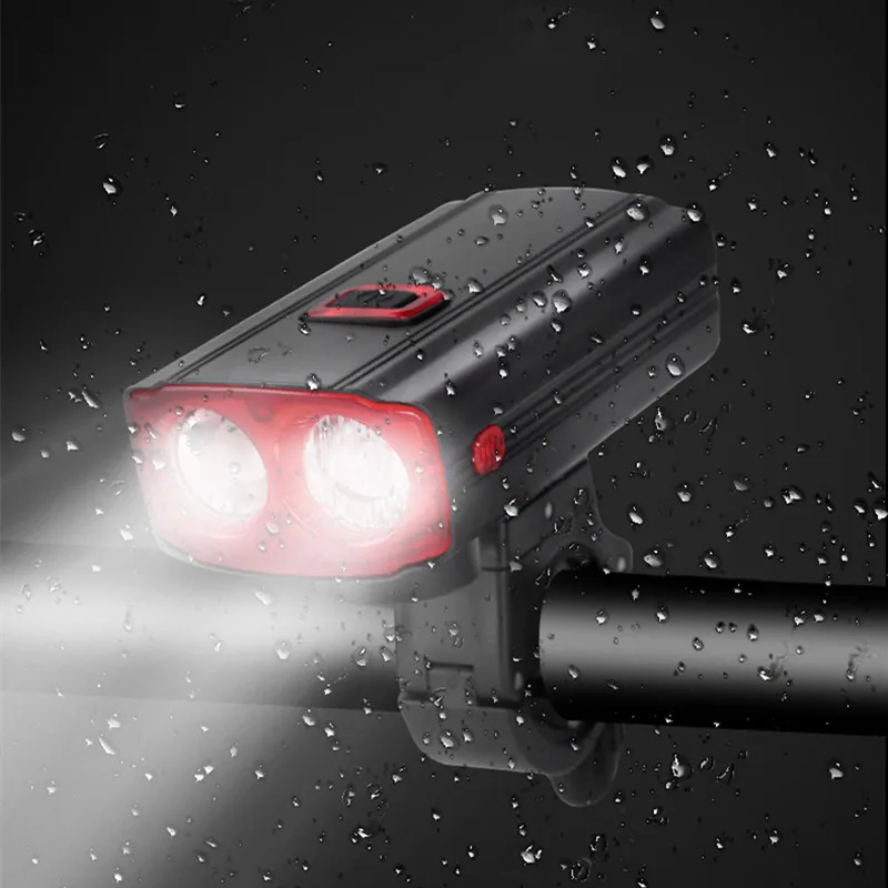 

IP55 Waterproof Dual T6 Led Bicycle Front Light Usb Rechargeable Bike Led Torch with 3600mah Power Bank