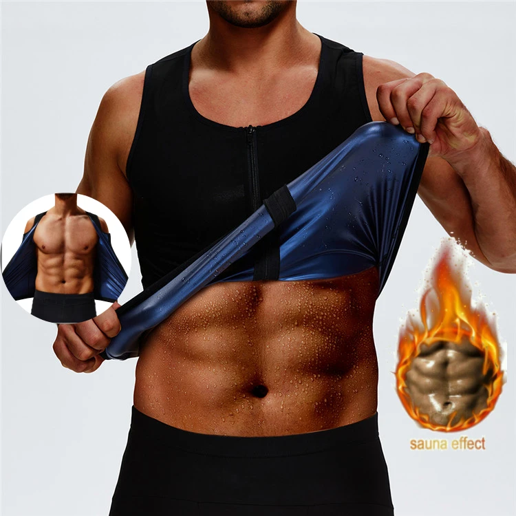 

2020 Men's Neoprene Sauna Sweat Waist Trainer Vests Slim Workout Shirt Body Shaper For Men, As shown