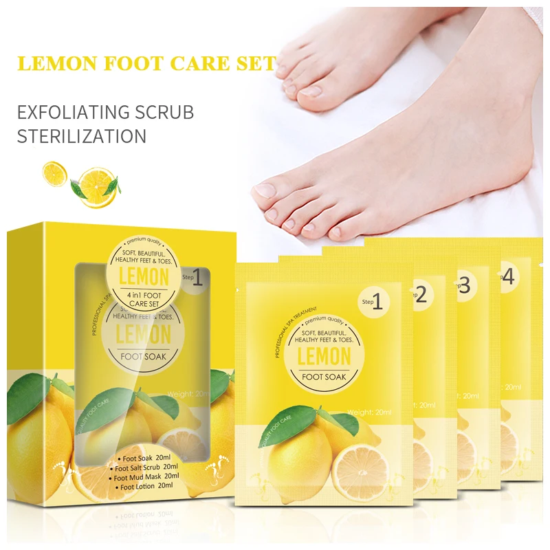 

Stock Private Label Factory price exfoliate 4 in 1 with green tea extract moisturizing and whitening foot skin care set