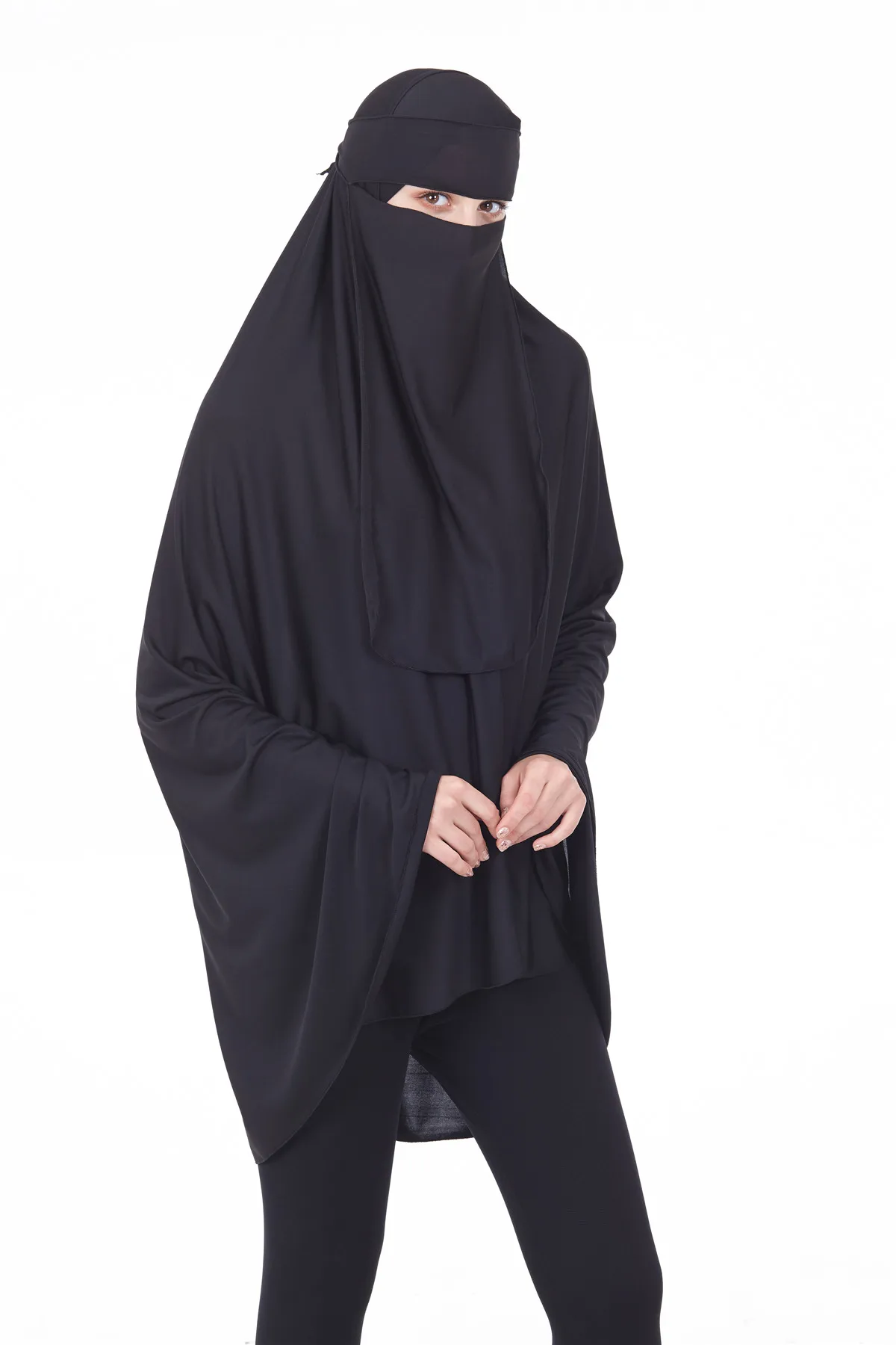 Muslim Ramadan Solid Color Women Hijab Mask Muslim Hooded Hijab Islamic ...