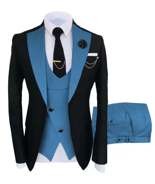 

2021 New Custom Trending Elegant Groom Peaked Lapel Wedding Vests Shirts Fit Stud Lapel Trouser Men Tuxedo Suit, Picture