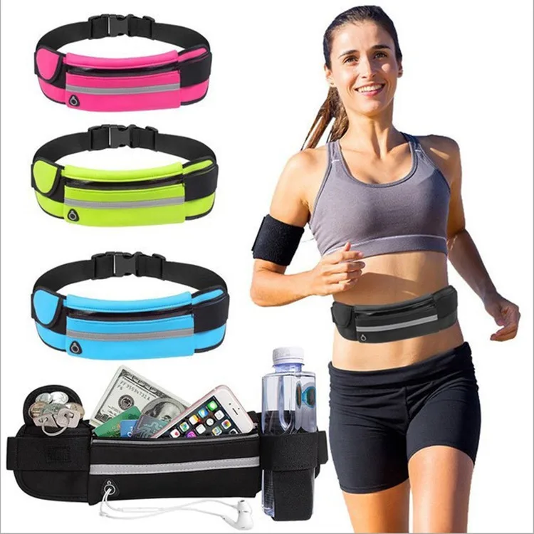 

Sport Money Belt Fanny Pack Neoprene Waterproof Running Belt with Water Bottle Holder