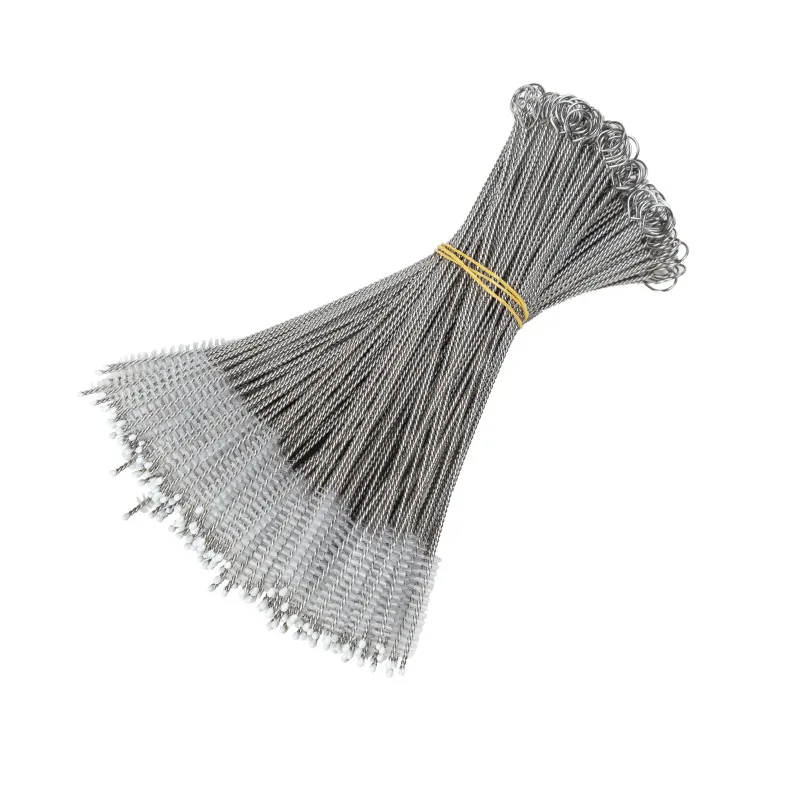 

17.5cm Stainless Steel Cleaning Brush Bottle Suction Tube Glass Keyboard Jewelry Tube Spiral Soft Hair Straw Cleaning Brushes