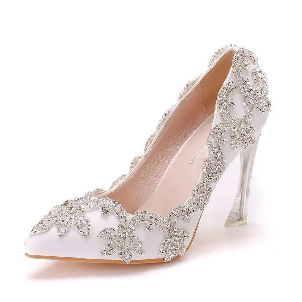 

Luxury Crystal High Heel Pointed Toe Evening Party Pumps Shoes Beaded Bridal Shoes for Women