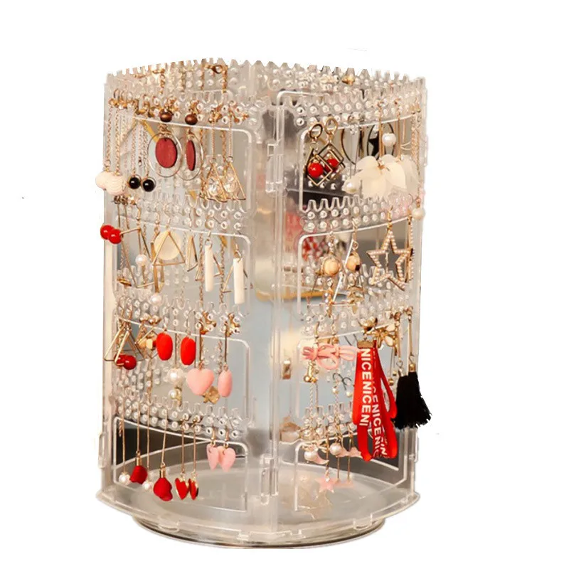 

Rotating Display Stand Jewelry Earring Storage Rack Jewelry Necklace Display Stand Transparent Plastic Storage Holders & Racks