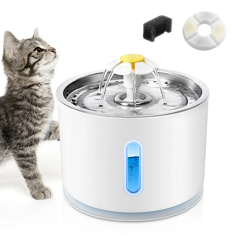 

Amazon Stainless steel 80oz Automatic Pet Water Fountain Dog Cat Water Dispenser With Led Light