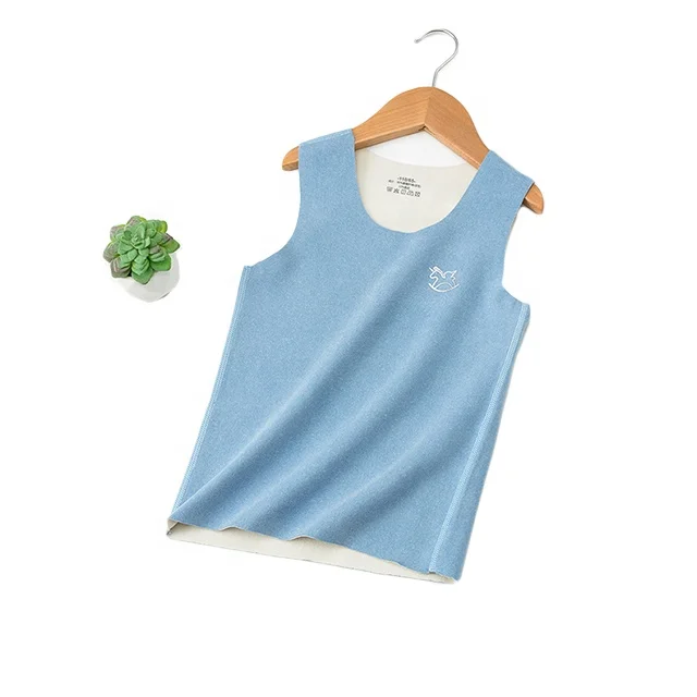 

Boy's Warm Springy Vest In Winter Children Tank Top The Pony Printing Clothing For Girl Pure Color Vest 4 Kinds Of Color, Blue