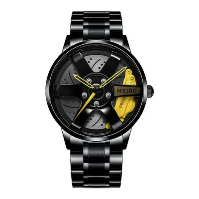 

Luxury Custom Unique 3D Design Star Wheel Watch Sports Black Car Rim Watches Men Wrist Reloj Car, Multiple color options