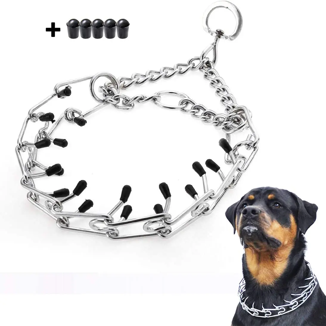 

Dog Prong Collar Classic Stainless Steel Choke Pinch Dog Chain Collar with Comfort Tips, Chrome plated silver color