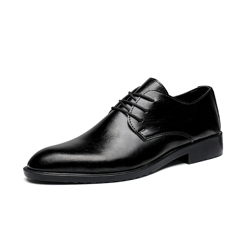 

Wholesale China Factory Men Pu Flat Loafers Casual Big Size Brown Formal Office Men Dress Shoes, Black,brown