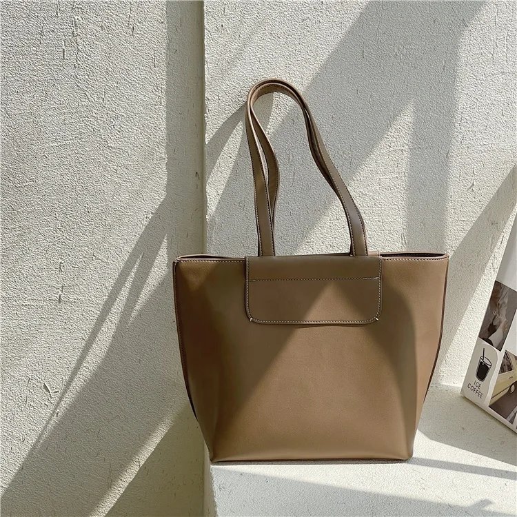 

Professional women's trend handbag large capacity solid color ladies shoulder bag simple fashion practical tote bag