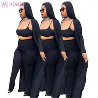 

DO910009 wholesale fashion vest long cardigan high waist Clothing 3 Piece Outfits Women Plus Size