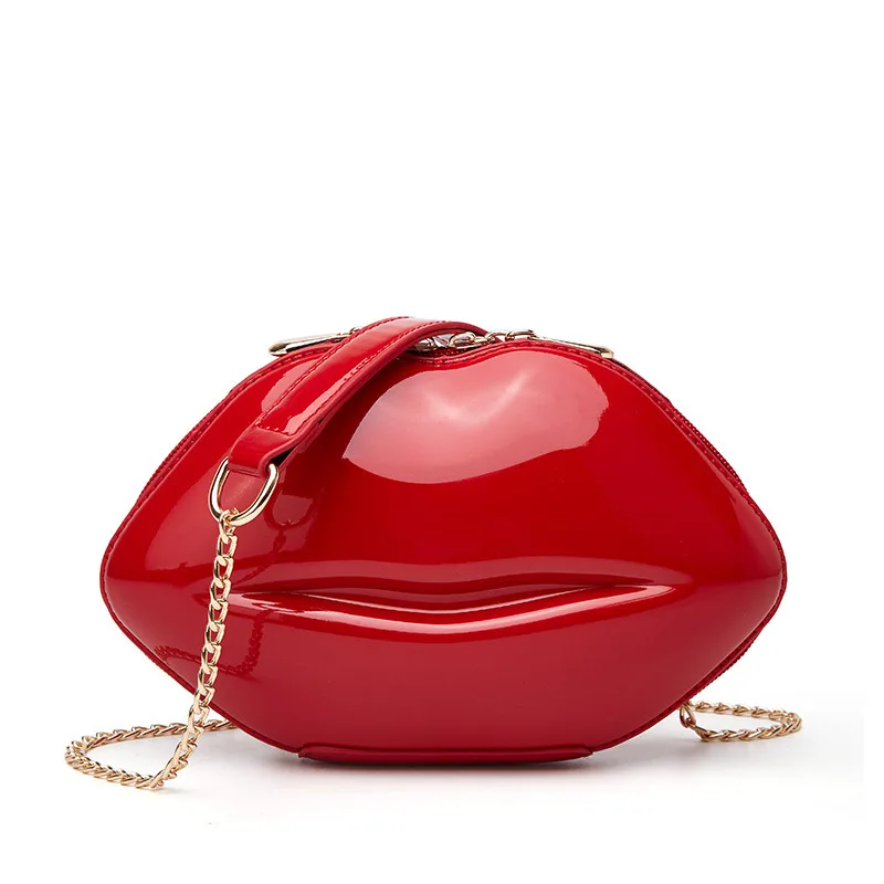 

JANHE sac a main Girls Lip Shaped Cosmetic Begs Party Shoulder handbag Womens Evening Bag Lipstick Purse Box Clutch, 2 colours