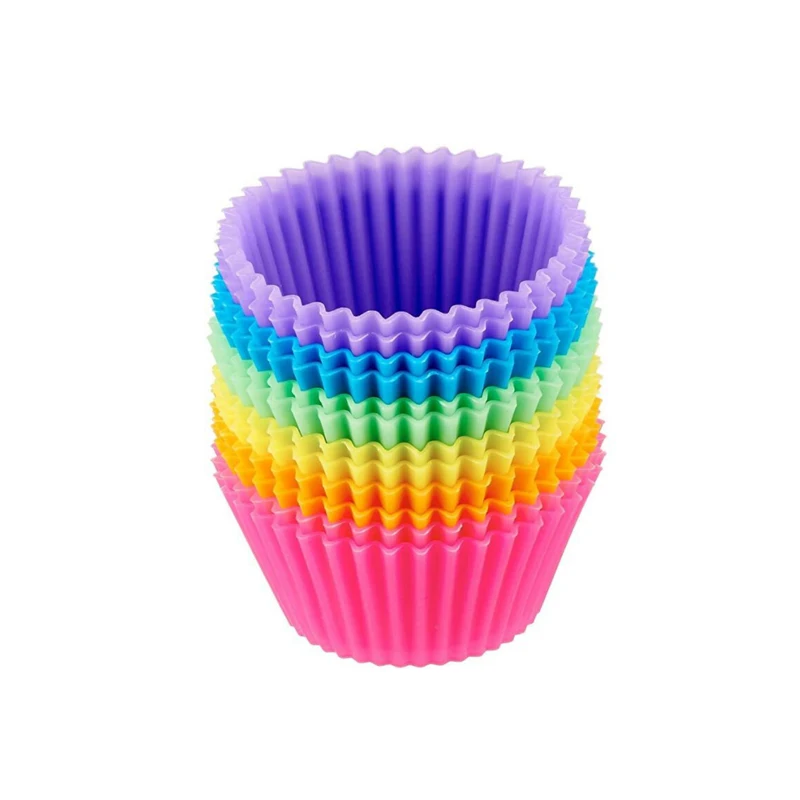 

Reusable Silicone Baking Cups Muffin Liners Pack of 12 Multicolor, Purple, blue, green, etc.