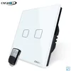 EU Standard Glass RF 433 mhz 2 Gang 1 Way Remote Control touch sensor Switch