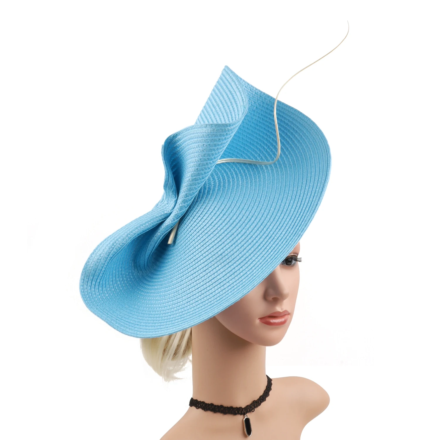

Hot Sale Fashion Fascinator Kentucky Derby Hat Straw Colorblock Wedding Tea Party Headband For Women Ladies
